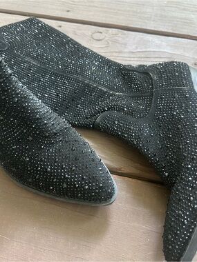 Forever Shoes Black Rhinestone Cowboy Boots